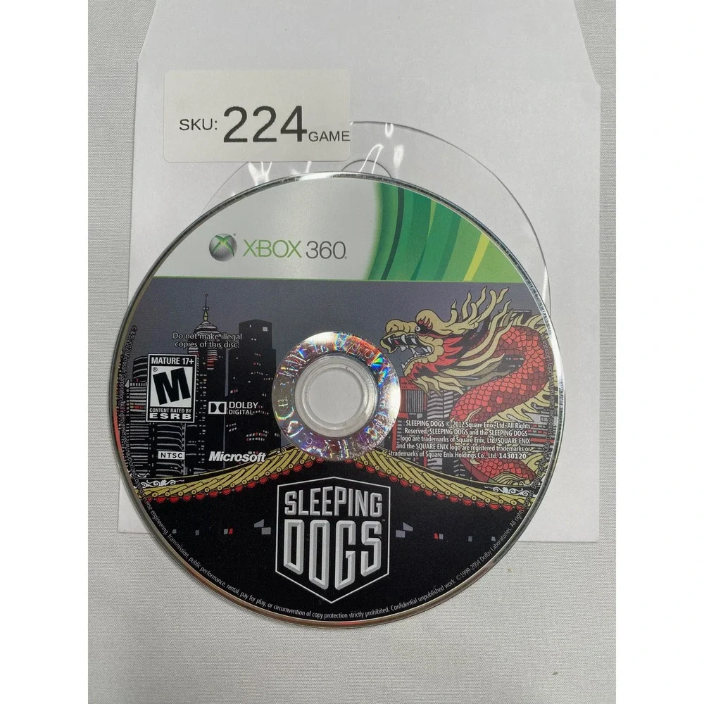 Sleeping Dogs Xbox 360 Microsoft 2012 Action Adventure Game Disc Only